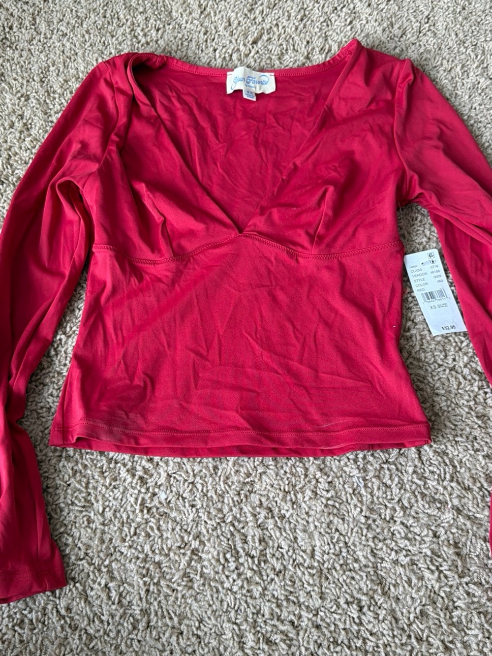 PacSun Red Long-Sleeve V-Neck Top